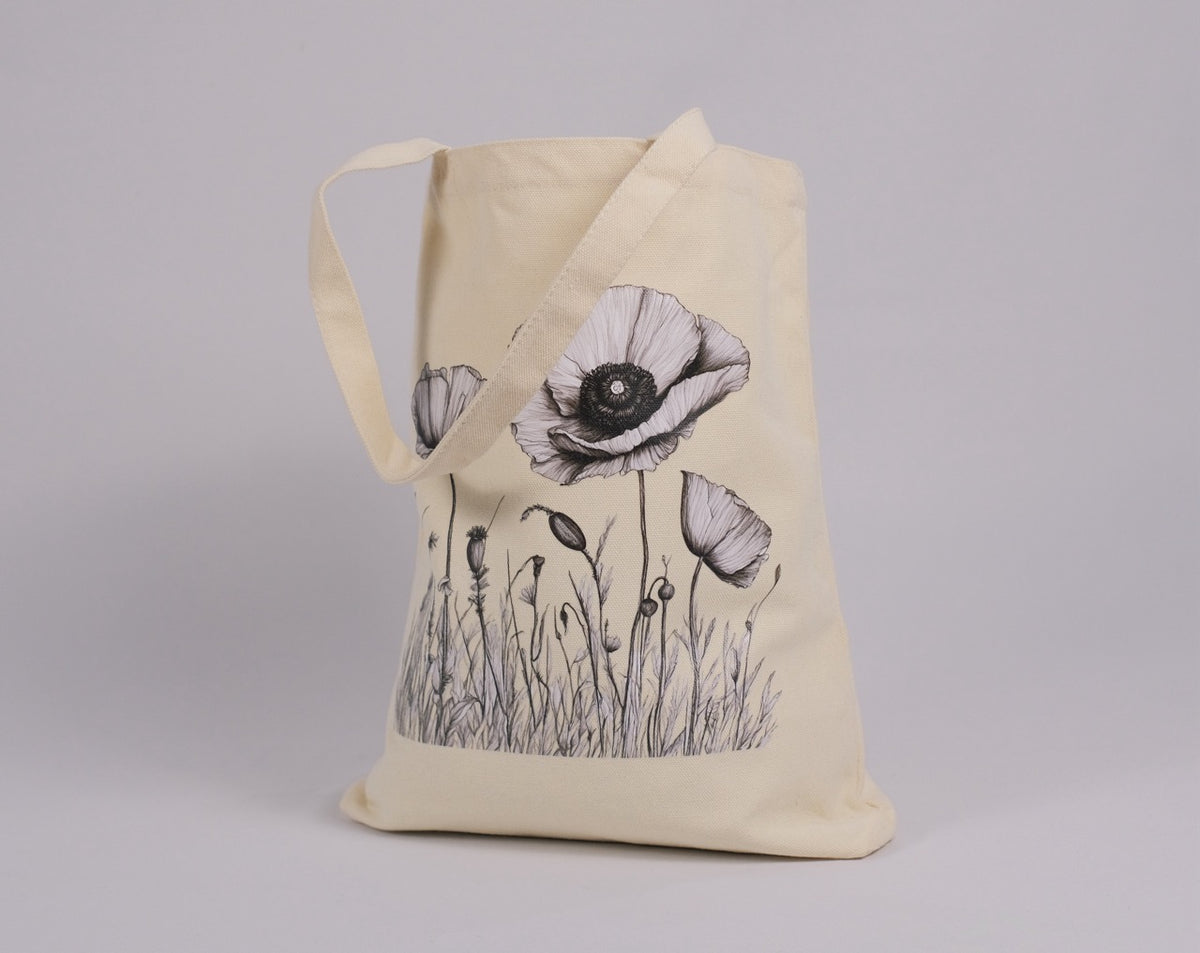 Poppy lined tote bag