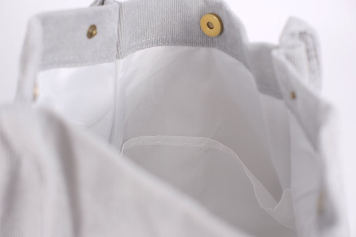 Gray Corduroy Laundry Tote Bag